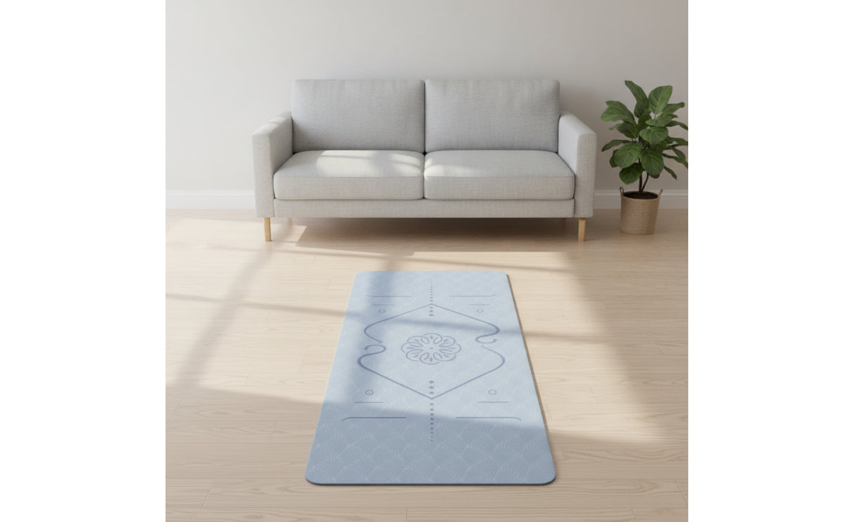 Textured Exercise Mat with Carrying Strap Long-Lasting Exercise Mat with Strap Portable Lightweight for Stretching