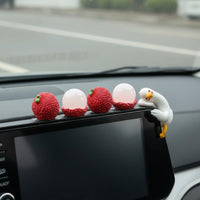 Cute Car Figurine Easy Installation Mini Fruit Car Ornament for Women