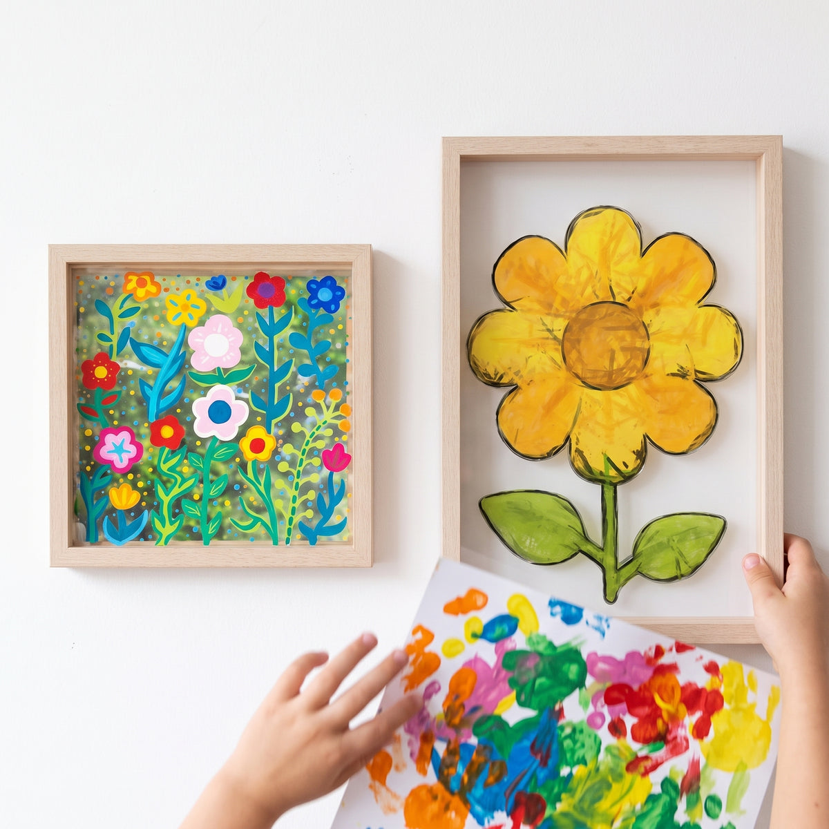 Kids' Art Display Acrylic & Wood Picture Frame for Kindergarten Drawings