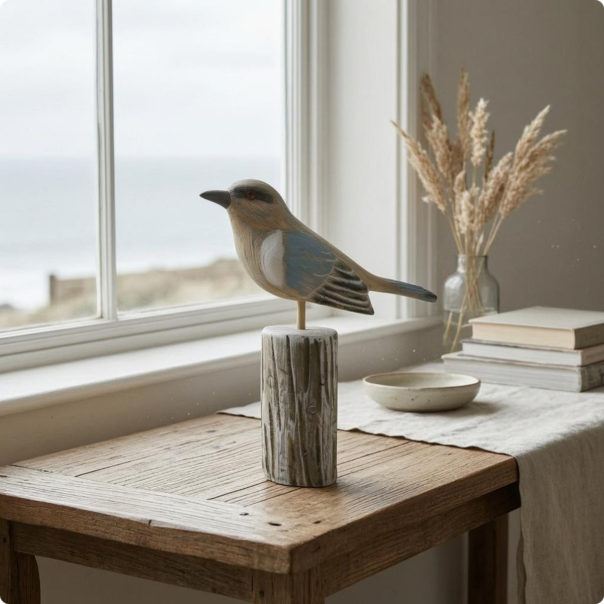 Wooden Bird Figurine Seabird Desktop Ornament Ornamental Craft Tabletop Bird Decor