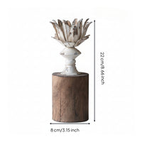 Candle Holder Distressed Candlestick Candle Stand with Wood Base Vintage Decor for Mantel