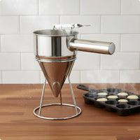 Stainless Steel Batter Dispenser Stainless Steel Batter Funnel Stand Included Syrup Funnel Dispenser for Cooking