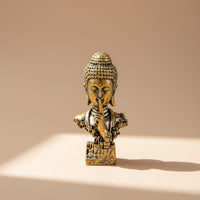 Antique Brass Buddha Bust Statue Shushing Buddha Bust Meditative Sculpture Miniature for Collectors, Art Lovers, Desk, Shelf, Tea Corner