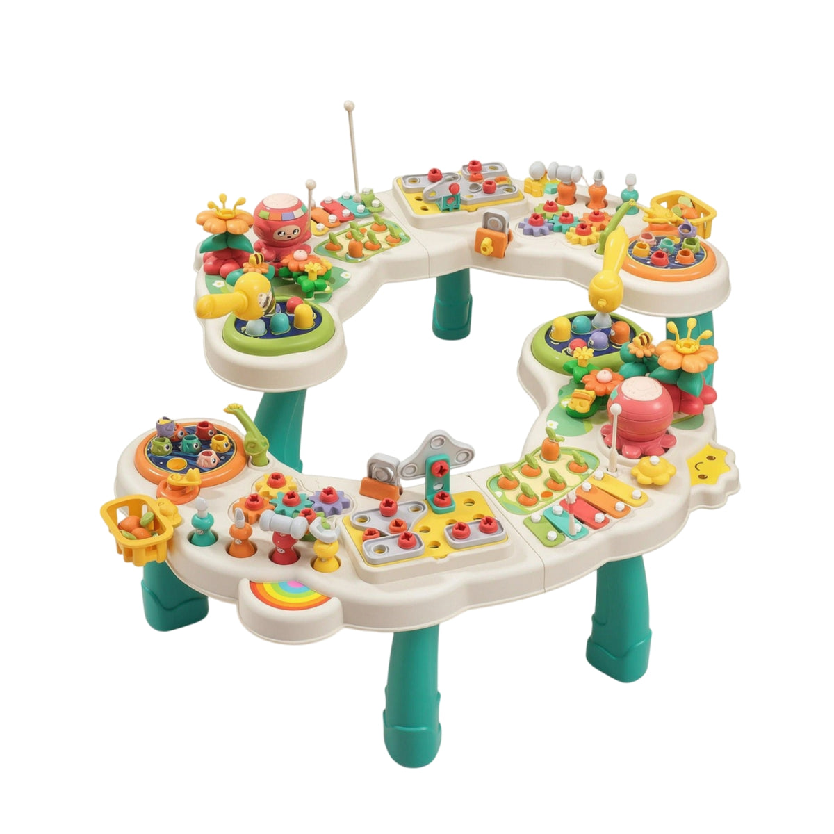 Multi-Activity Toddler Table with Gears Interactive Busy Table Molded Play Station Multifunctional for Preschoolers