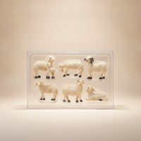 6 Pieces Sheep Figurines in Tray Small Resin Sheep Figurines Textured Decorations for Shelves