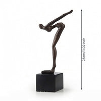 Human Figure Sculpture Bronze-Toned Sculpture with Pedestal Base Minimalist