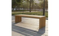 Aluminum Lumber Grain Bench Weatherproof Backless Slatted Bench Heavy Duty Long Entryway Seat for Garden, Patio, Commercial