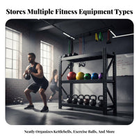 Kettlebell Dumbbell Ball Rack Comprehensive Organization Dumbbell Kettlebell Exercise Mat Storage Rack Space Saving Workout Equipment Organizer