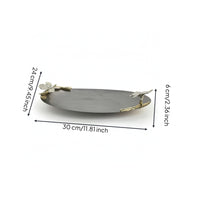 Tray with Flower Decorations Decorative Oval Serving Tray for Tabletop