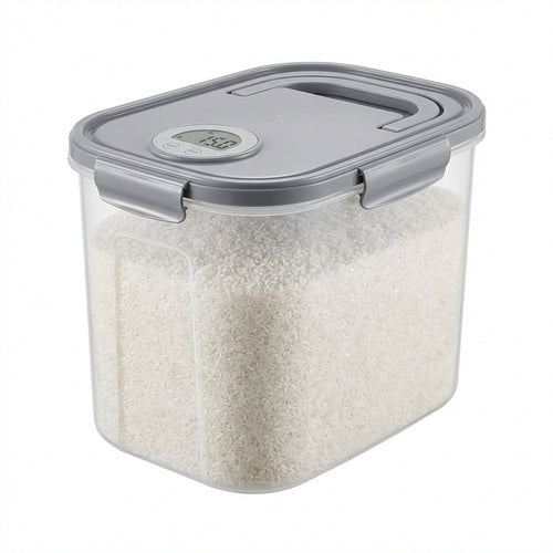 Airtight Rice Bin with Wheels, Stackable Design Storage Container, Transparent Grain Storage Bin, Large Opening Food Storage 