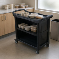 Three-Tier Utility Cart Open Front Rolling Shelving Unit Rounded Corners Storage Furniture