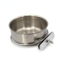 Stainless Steel Dog Bowl with Mounting Bracket Hanging Cage Bowl with Clamp Rust-Resistant Metal Feeder Dish Easy to Install for Dogs, Birds, Small Pets, Bird Cages