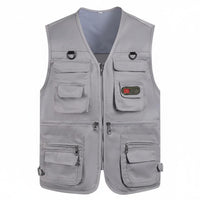 Multi Pockets Fishing Vest Loose Fit Photographer's Travel Vest Outdoor Work Cargo Jacket for Fishermen, Photographers, Hiking