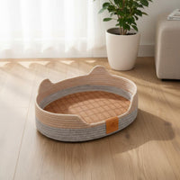 Cat Sofa Lounger Washable Woven Cat Basket Four-Season Use Pet Bed for Cats, Small Dogs