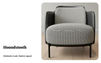 Houndstooth Pattern Upholstered Wingback Armchair Nordic Design Accent Chair Light Luxury Indoor Furniture Minimalist Design for Readers, Homeowners, Adults, Living Room, Reading Nook, Bedroom, Home Office