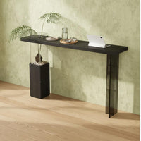 Suspended Table Rustic Minimalism Solid Wood High Top Table Minimalist Design Narrow Wall Desk for Homeowners, Renters, Living Room, Hallway