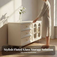 chest Desk Combo French design Multi-Drawer Dressing Console Creamy pale Finish Space-Saving for Walk-in Closet, Home Office