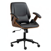 Curved Wood Task Chair Height Adjustable rotate Seat mid-century-centuryera Modern aesthetic