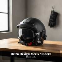 Long-Lasting ABS Shell 3/4 Motorcycle Helmet Quick Release Buckle 3/4 Uncovered Face Motorcycle Helmet Removable Lining Riding Gear Breathable Interior for Men, Women, Motorcyclists, Cruising, Commuting