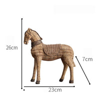 Wicker Horse Figurine Standing Home Decor Detailed Design