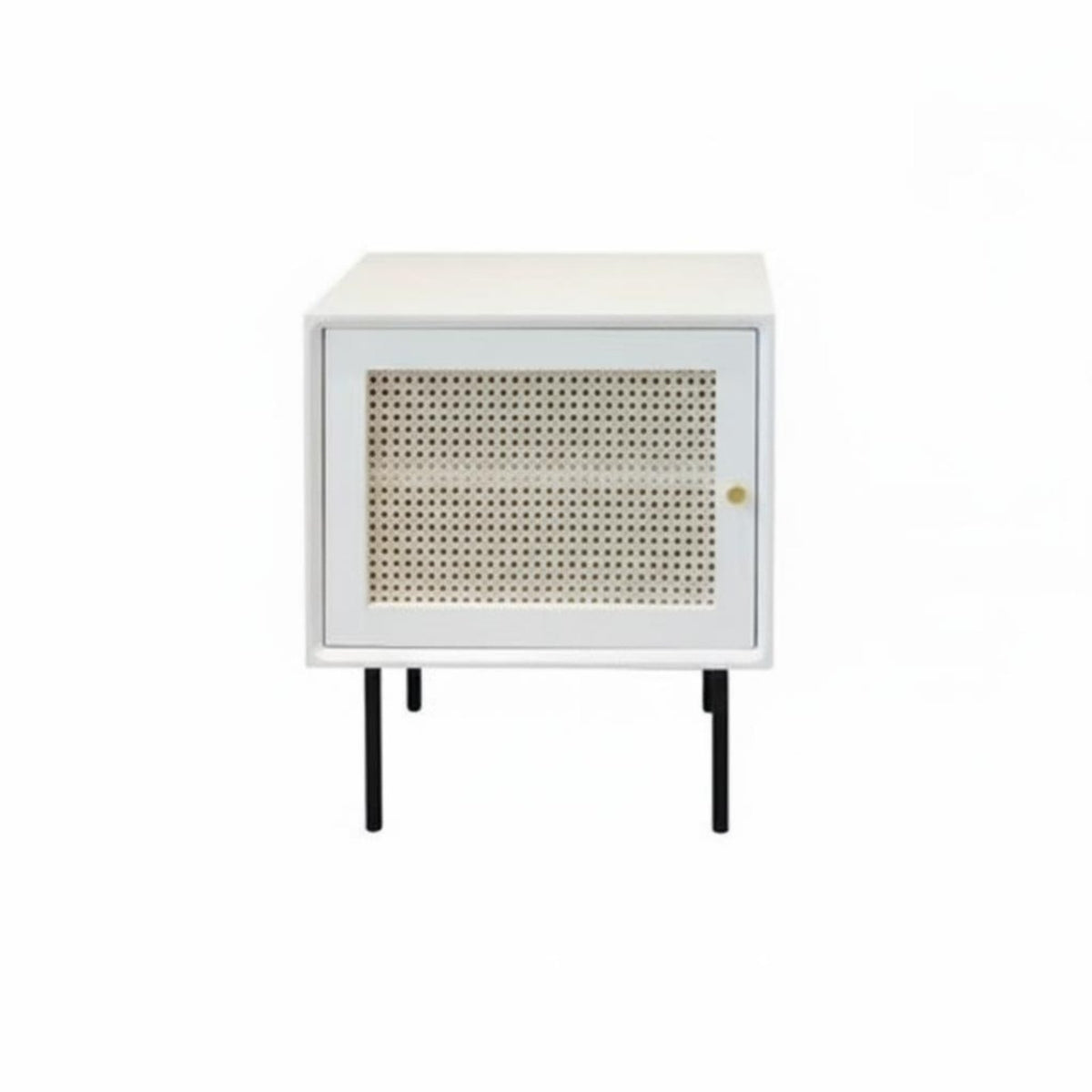 Rattan Door Cabinet Japanese Design Nightstand Small Footprint for Next to Bed