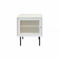 Rattan Door Cabinet Japanese Design Nightstand Small Footprint for Next to Bed