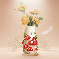 Fungi-Shaped Vase Pastel Colors Resin Vase Easy to Match Decor for Shelf, Office