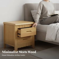 secure latching Nightstand Modern Minimalist Design 2-Drawer End Table with secure latch