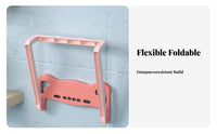 DrillDrillless Installation Foldable Basin Hanger Space-Saving Fold-Away Wall Mount Multi-Purpose Use Bathroom Organizer Strong Load-Bearing for Apartment Dwellers, Homeowners, Small Areas, Dorm Room, Kitchen, Bedroom