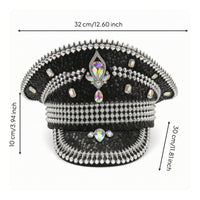Peaked Hat Studded Sequin Hat with Rhinestones Punk Cap with Spikes for Partygoers, Stage Performances