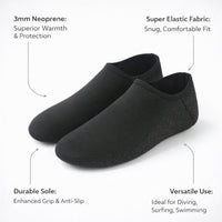3mm Synthetic rubber Diving Socks for Swimming and Surfing, Low Top Thermal Wetsuit for Snorkeling, Unisex Open Water Footwear