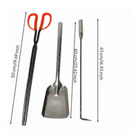3 Pieces Fire Tongs Set Long Handle Fire Set Deep Wide Scoop