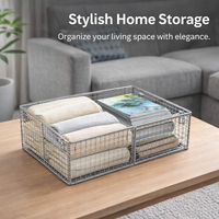 Hanging Basket Metal Wire Storage for Pantry Organisers and Garage 304 Stainless Steel with Handle for Kitchen Cupboards