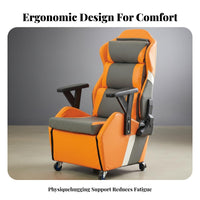 Gaming Chair with Footrest Reclining Spinerest Recliner Seat Headrest Pillow Highspine Design for Game Room, Internet Cafe