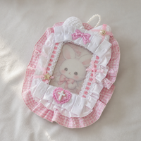 DIY Lace Plush Card Holder for 3-inch Photos and Badges, Ins-style Storage