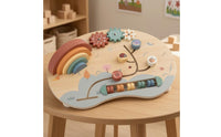 Wooden Busy Board Wood Activity Board Rotating Pieces
