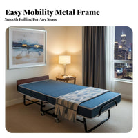Space Saving Foldable Guest Bed Easy Storage Folding Bed with Mattress Comfortable Single Folding Cot Supportive for Guests, Adults, Hotel, Home, Office