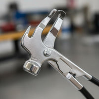 Multi-Functional Wheel Balancing Weight Plier Heavy Duty Wheel Weight Plier Universal Fit Tire Balancing Hammer Long-Lasting Steel Construction for Mechanics, Auto Repair Shop, Garage