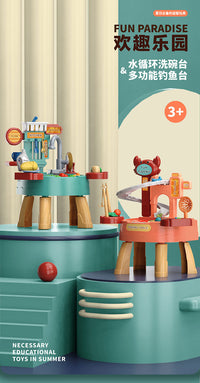 Children's Kitchen Toy Set with Circulating Water and Fishing Play