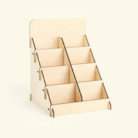 4-Tier Wooden Greeting Card Stand Space-Saving Shop Fixture Large Capacity