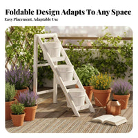 Folding Flower Ladder with containers Nordic aesthetic 3-Tier Plant Stand for Gardeners