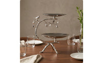 Double Layer Fruit Tray Electroplated Double Layer Fruit Basket Modern Design Household Storage for Hotel, Showroom