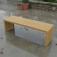 Aluminum Lumber Grain Bench Weatherproof Backless Slatted Bench Heavy Duty Long Entryway Seat for Garden, Patio, Commercial