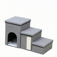 Foldable Pet Stairs Multifunction Dog Stairs with Storage Arched Entrance