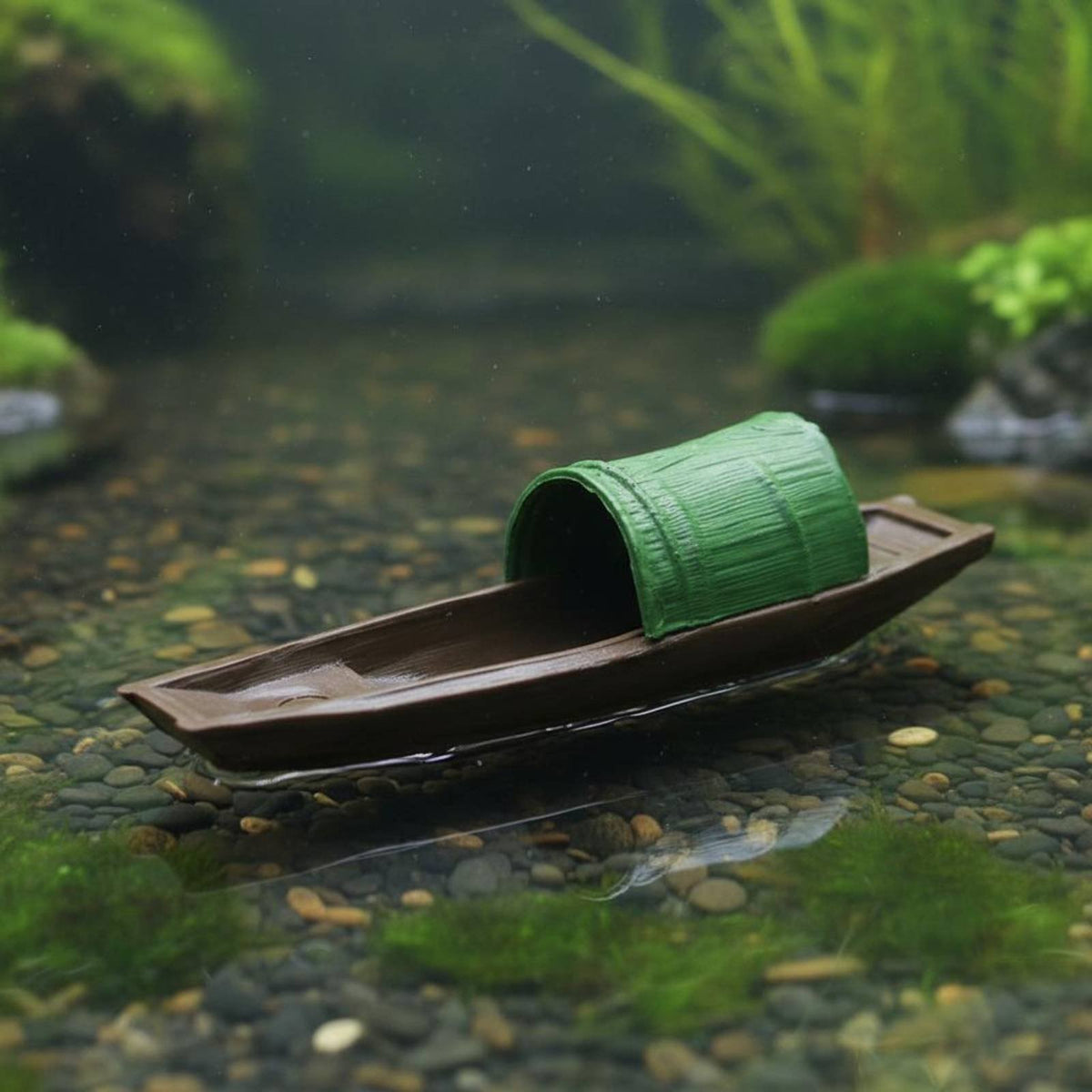 Buoyant Boat Ornament Waterproof Fish Aquarium Vessel Decor Realistic Chinese Traditional Boat Miniature for Pond, Terrarium