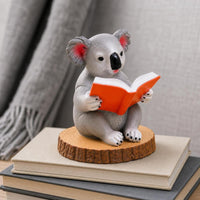 Tabletop Koala Figurine with Wood Base | Resin, for Desk