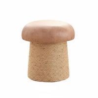 Rope-Wrapped Round Stool Stable and Long-Lasting Small Round Ottoman Padded