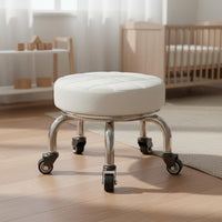 Round Stool with Wheels Waterproof Low Rolling Stool Ergonomic Design for Garage