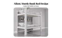 Long-Lasting Metal Bunk Bed Space-Saving Dormitory Bed Safety Guardrails Bedroom Furniture Easy Assembly for Employees, Roommates, Personnel Quarters, Apartment, Hostel, Small Room