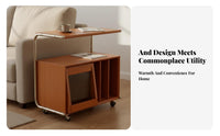 Movable Design Mobile Lectern Side Table Multi-Functional Household Furniture Vintage Inspired Accent Cabinet Integrated Storage Shelf for Apartment Dwellers, Homeowners, Book Lovers, Living Room, Bedroom, Home Office